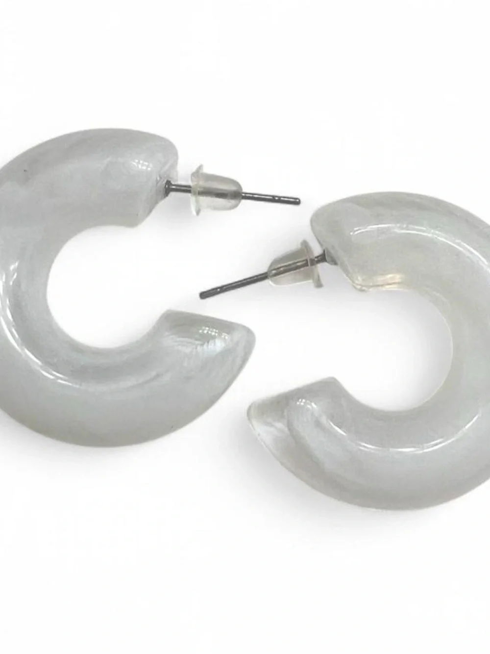 Bright white glossy opaque hoops earrings jewelry NWOT Y2K basic simple retro